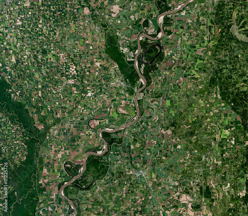 Mississippi river from Landsat satellite. Elements of this image furnished by NASA.