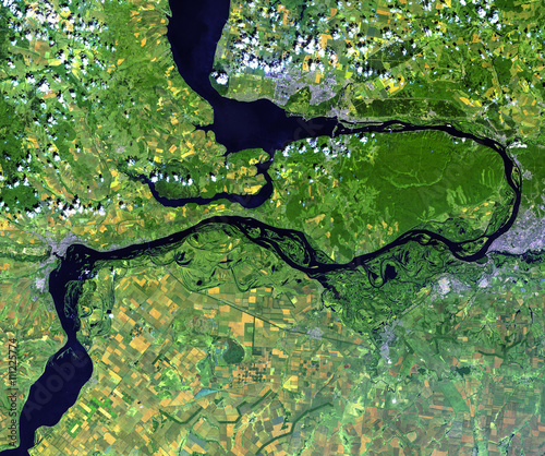 Fototapeta Naklejka Na Ścianę i Meble -  Volga river from Landsat satellite. Elements of this image furnished by NASA.