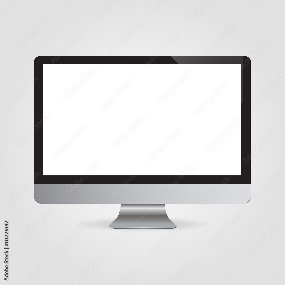 Realistic computer monitor isolated on a white background. Vector illustration