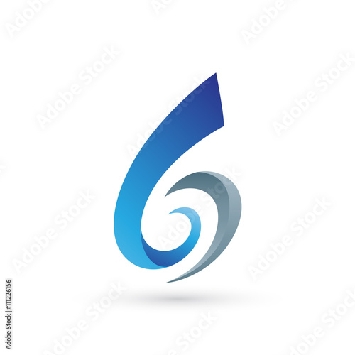 Abstract Swoosh Number Six Logo