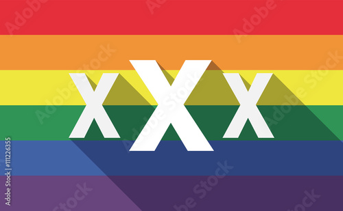Long shadow gay pride flag with  a XXX letter icon