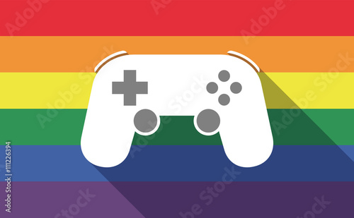 Long shadow gay pride flag with  a game pad