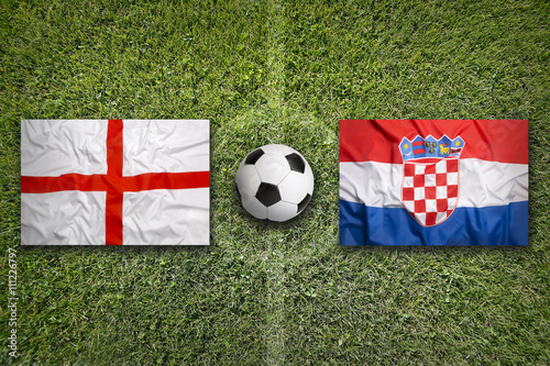 England vs. Croatia flags on soccer field