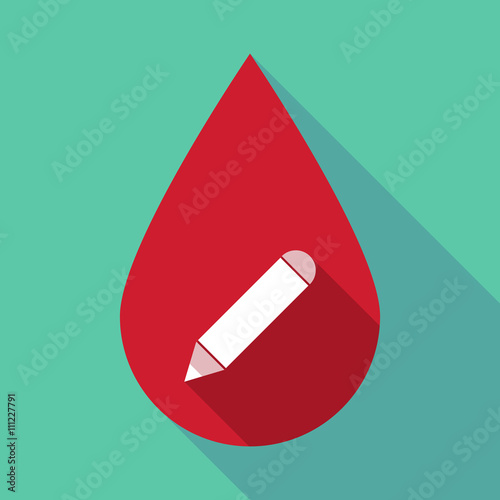 Long shadow blood drop with a pencil