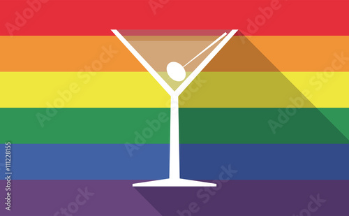 Long shadow gay pride flag with a cocktail glass