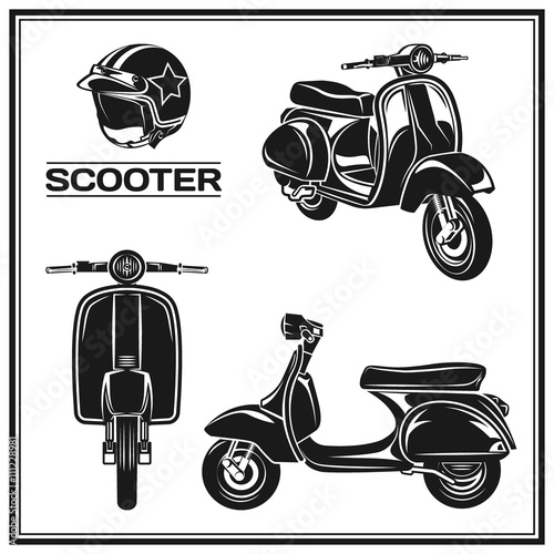  classic scooter emblems, icons and badges. 