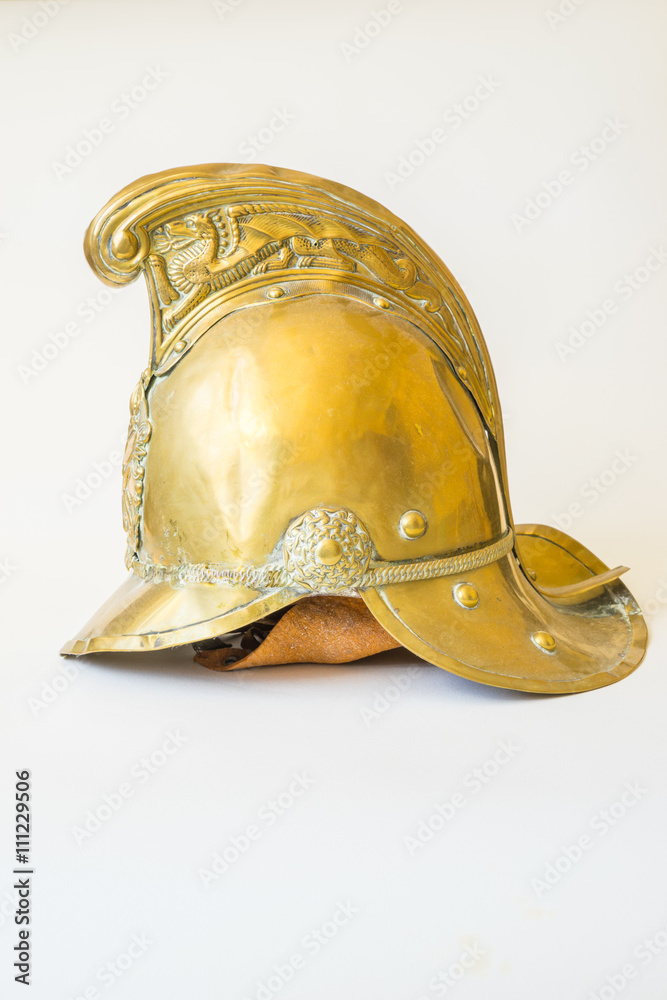 Fototapeta premium British Other Ranks Merryweather Brass Fire Helmet, side view