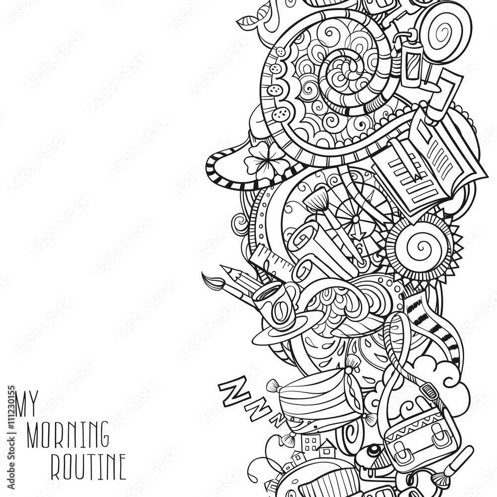 cartoon doodles, morning routine cartoon doodles, morning routine