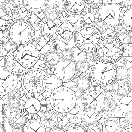 doodle clock, hand drawn background