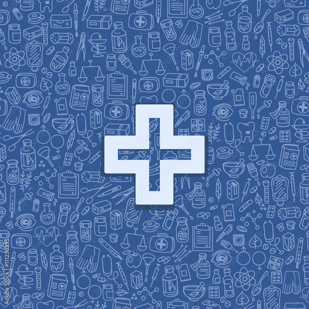 Fototapeta premium Health care doodle icons background
