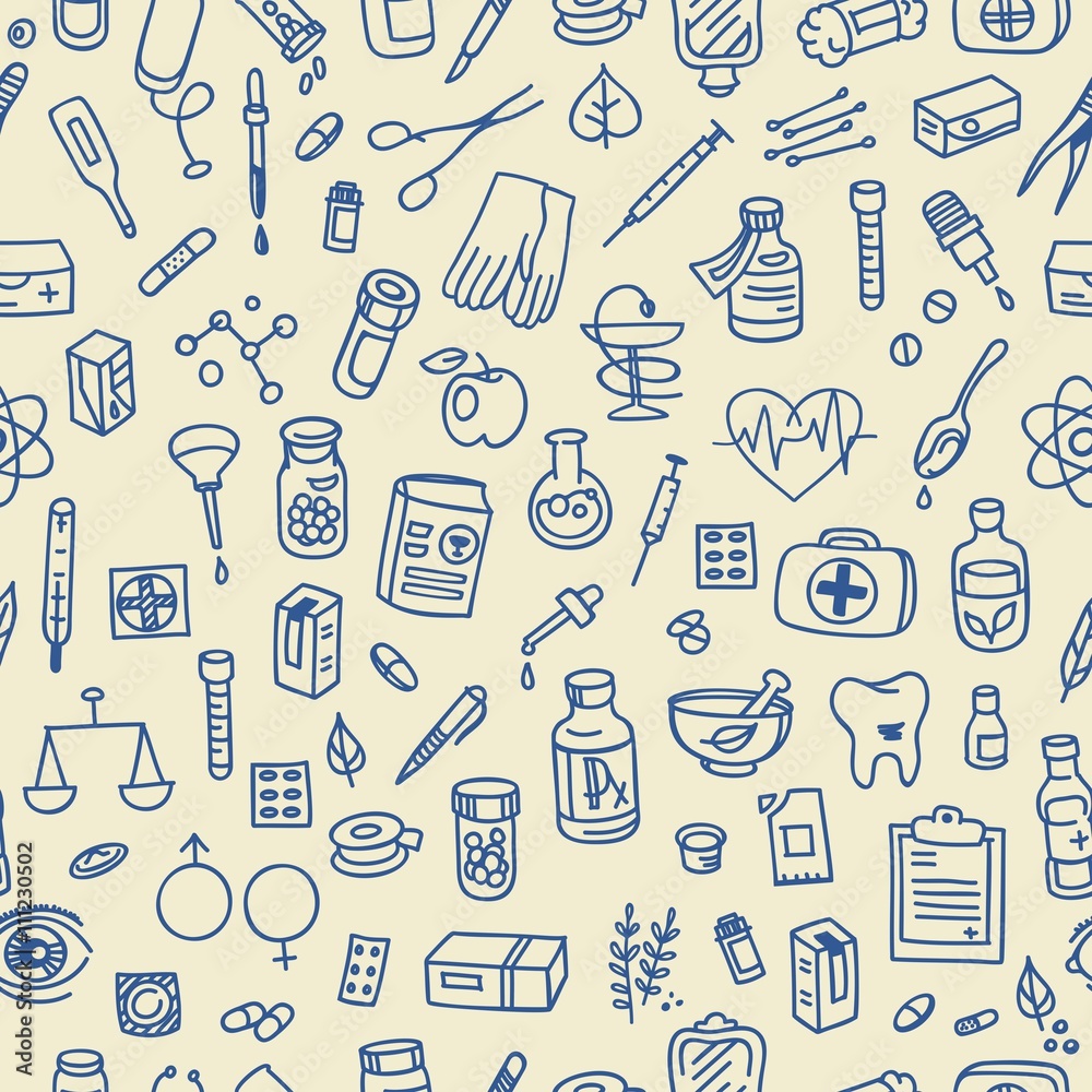 Health care doodle icons background