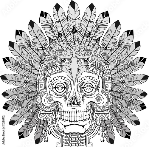 indian skull with jewelry