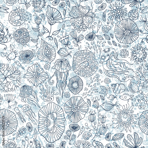 hand drawn underwater world seamless background