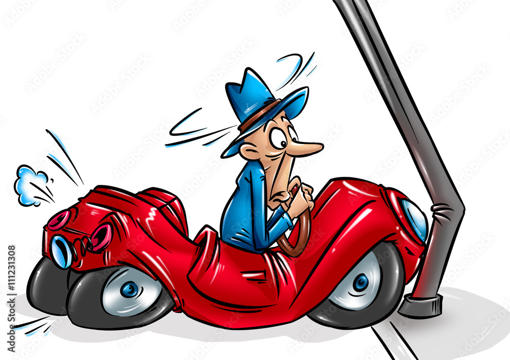 Red car accident crash cartoon illustration Stock Illustration | Adobe
