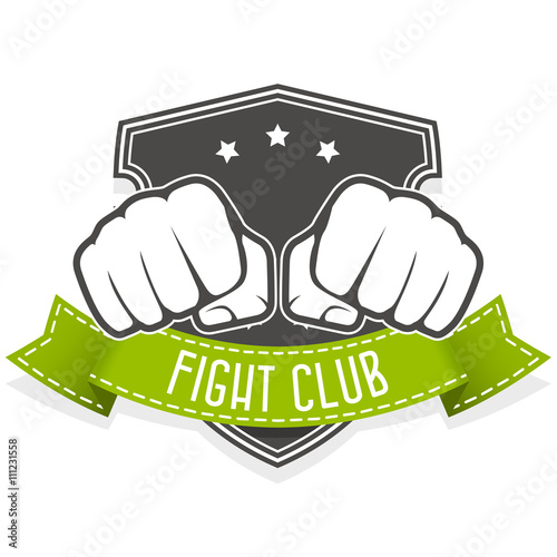 Fight club emblem with two fists and banner