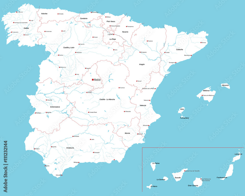 Obraz premium Large and detailed map of Spain