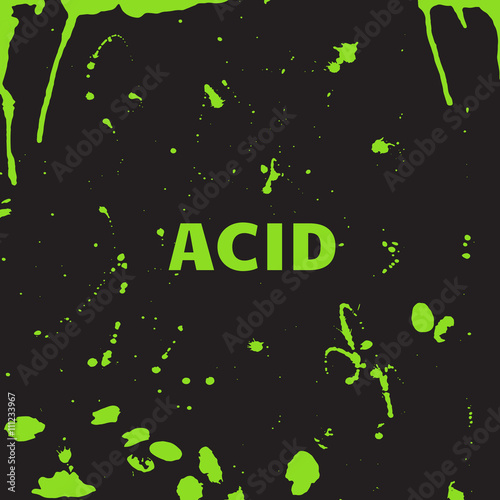 Toxic acid droplets on a black background