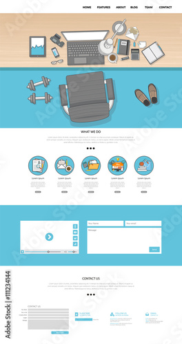 Quality One page website design template. Vector Design photo