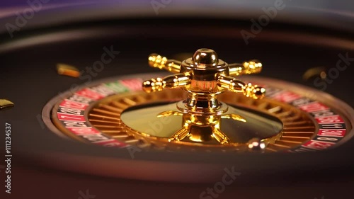 Roulette wheel running in a casino 