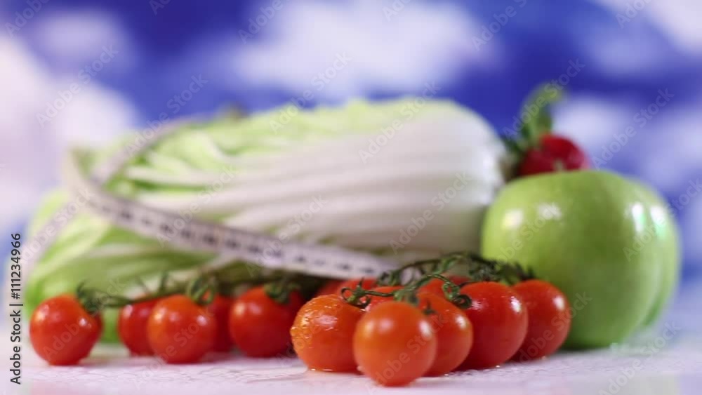 Food and measure tape ,fitness background Food and measure tape ,fitness background
