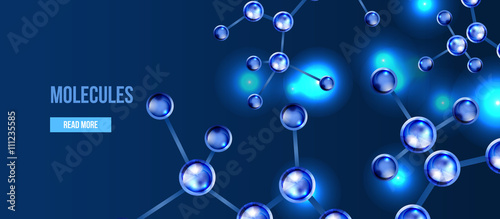 Banners with blue molecules design. 