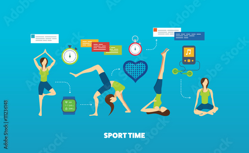Concept of healthy lifestyle, fitness and physical activity. Yoga classes