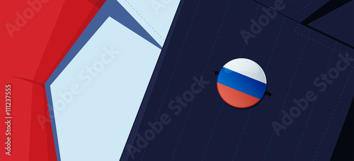 Russia flag lapel pin on man's suit jacket lapel. Transparency used. EPS10 file.