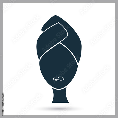 Girl with towel icon on the background