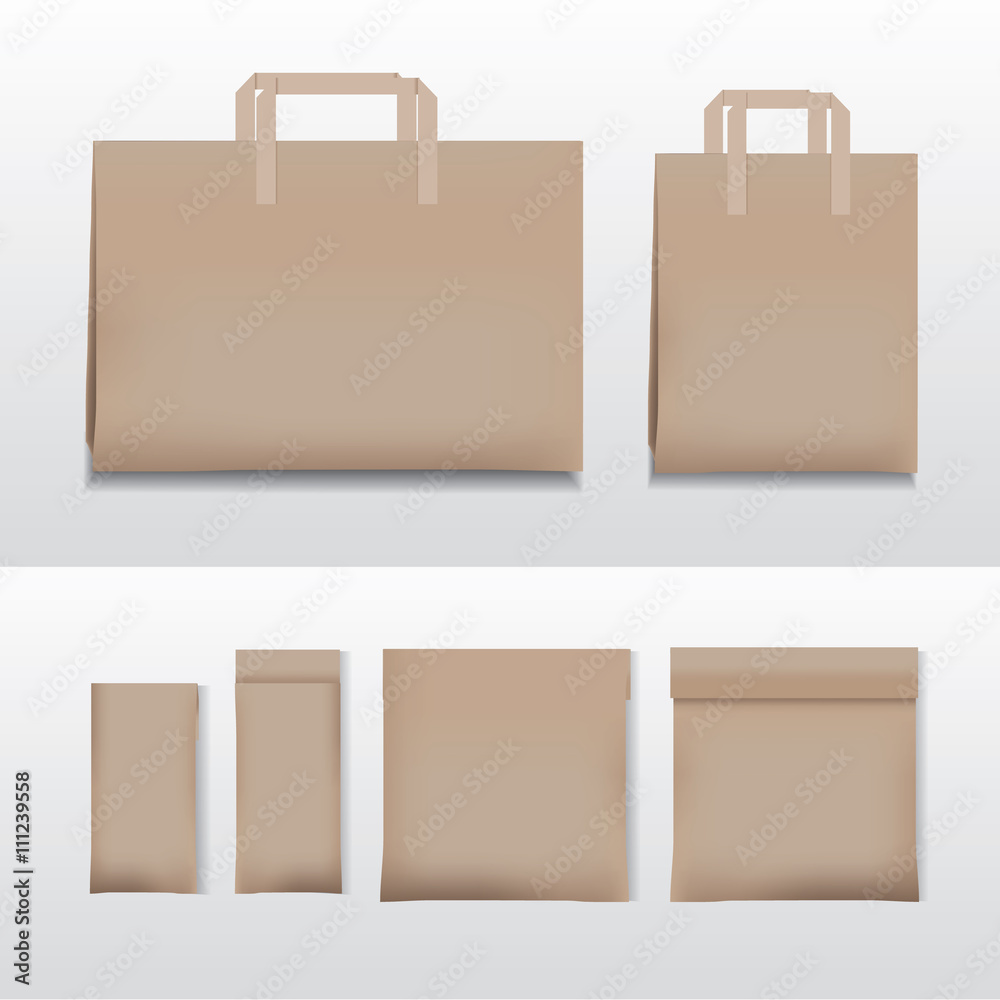 Vector Illustration Paper Shopping Bag Brown Various Sizes Vector Illustration Paper Shopping Bag Brown Various Sizes