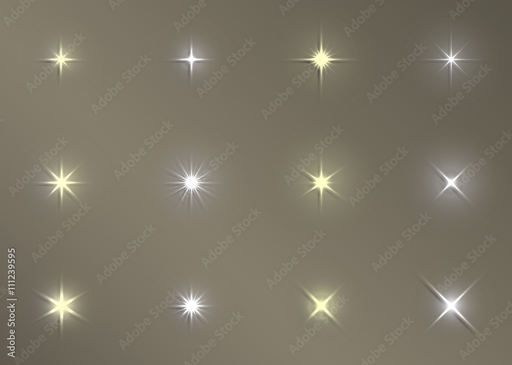 Sparkling glittering star light sun shine lens flare set Sparkling glittering star light sun shine lens flare set