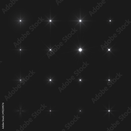 Sparkling glittering star light sun shine lens flare set