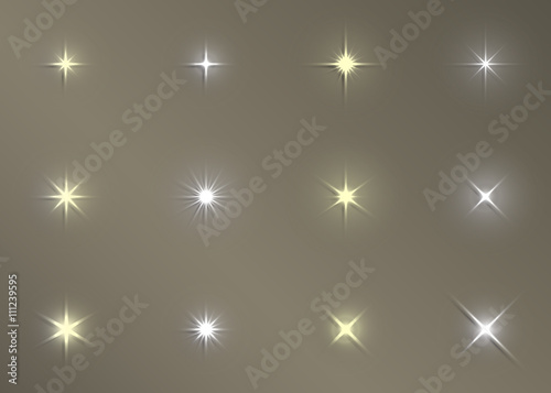 Sparkling glittering star light sun shine lens flare set