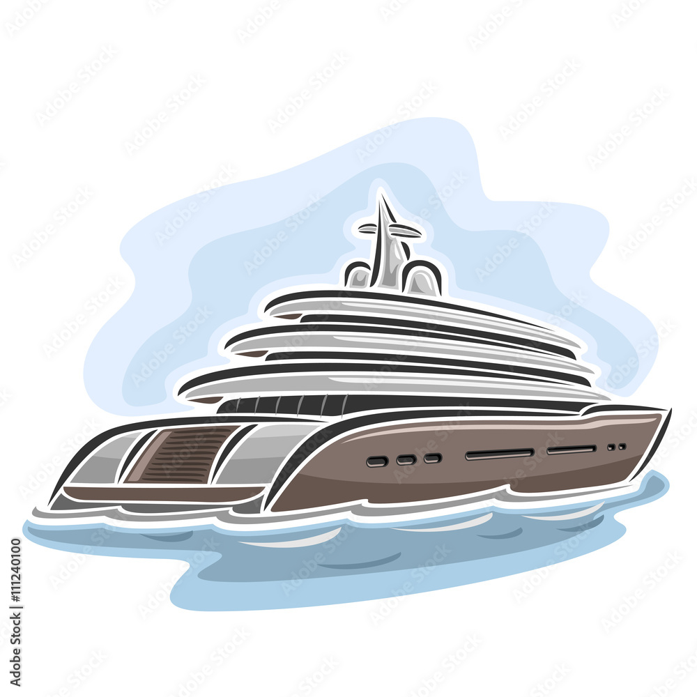 Φωτογραφία Vector illustration of logo for large mega yacht, consisting of luxury cartoon c