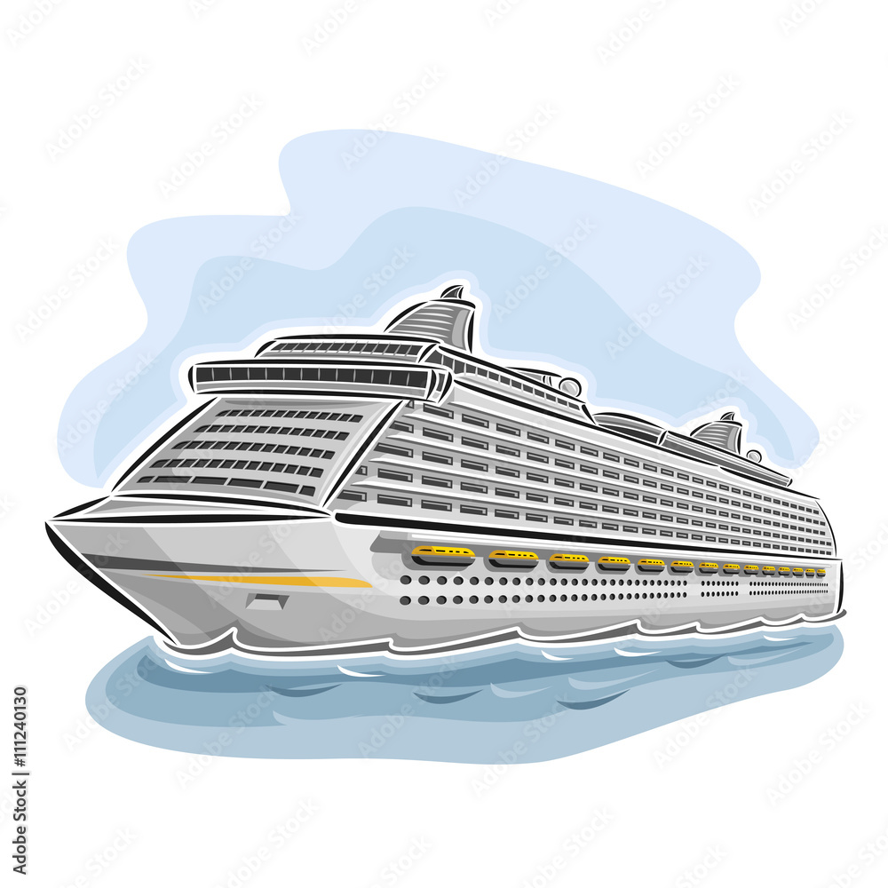 Vector illustration of logo for cruise liner ship, consisting of ...