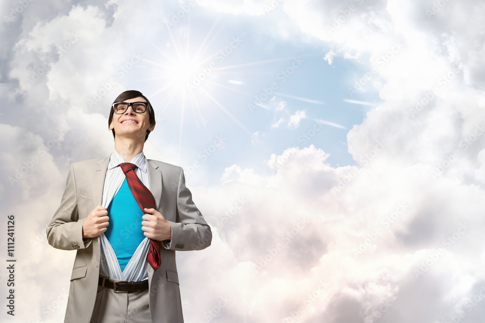 Determined super businessman Determined super businessman