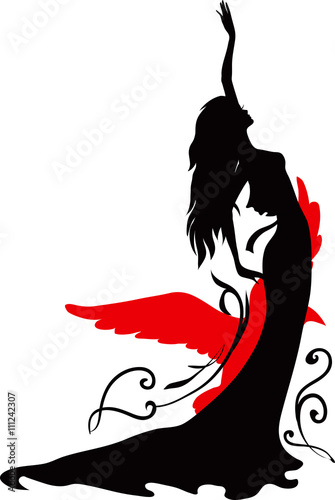 Graphic silhouette of a dancer woman