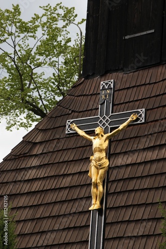 Cross in countryside 