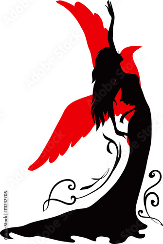 Graphic silhouette of a dancer woman
