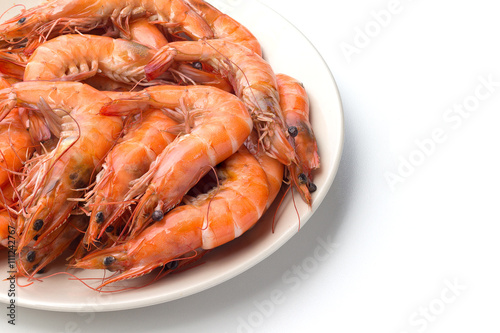 roasted shrimp on white plate