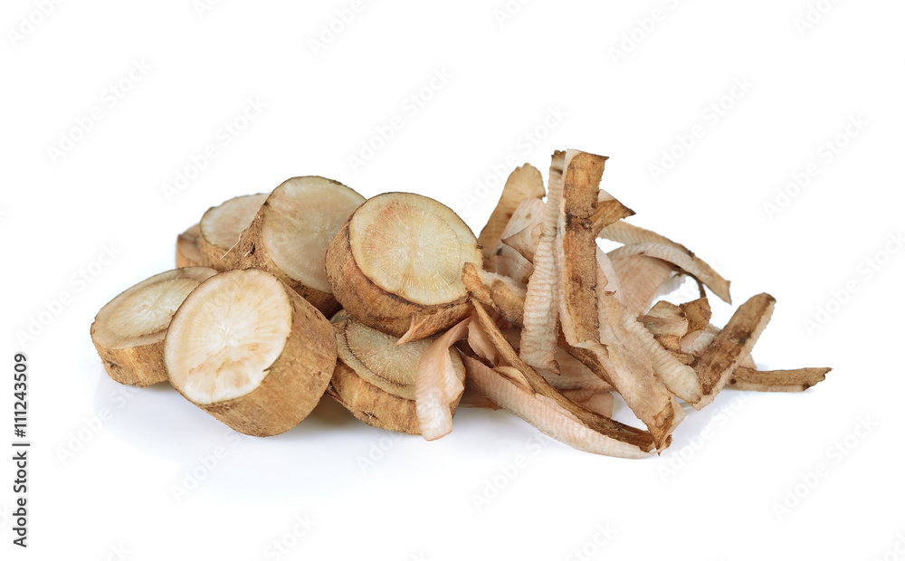 Fresh Burdock roots on white background Fresh Burdock roots on white background