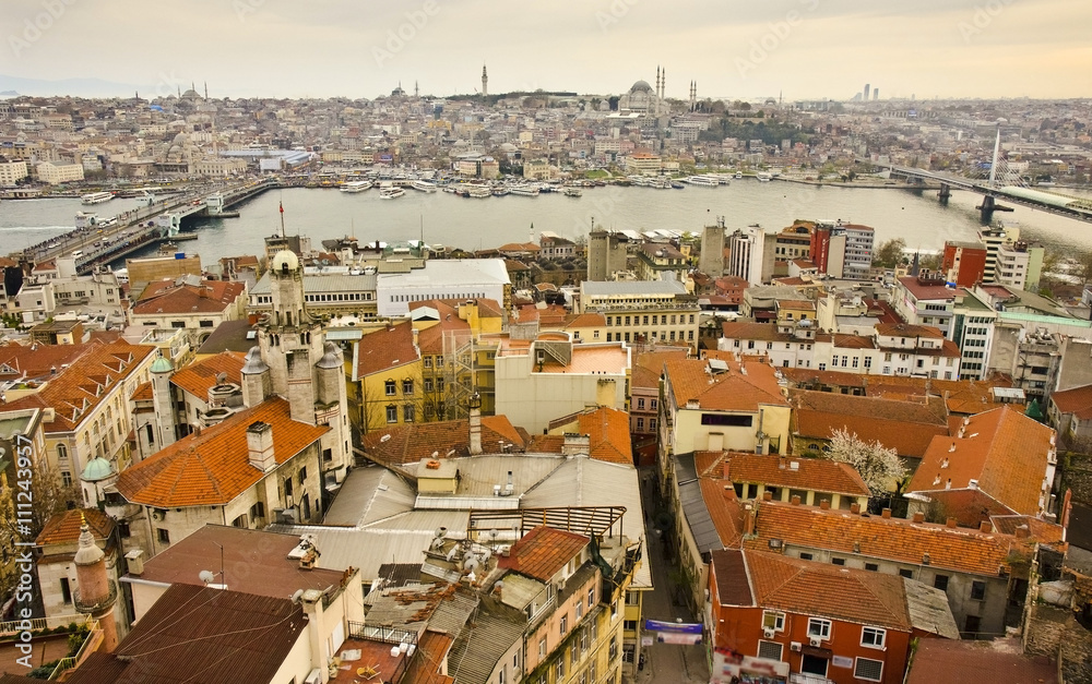 ISTANBUL, MARCH 24: cityscape at dusk on March 24, 2014 in Istanbul, Turkey. Istanbul is the capital of Turkey and the largest city in Europe, with a population of 14.2 million. 