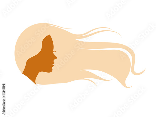 Vector illustration of Woman s silhouette with beautiful hair  
