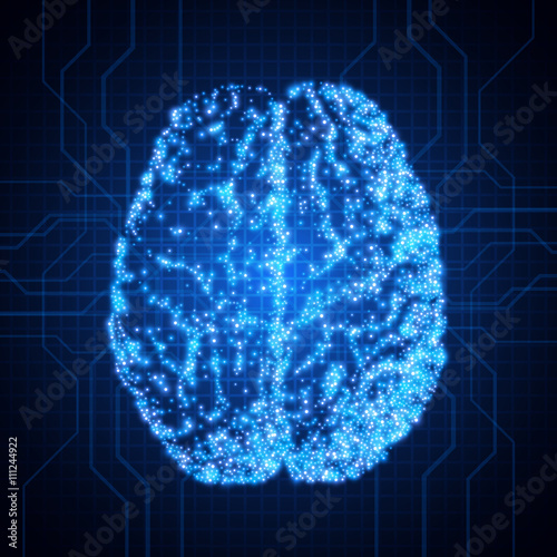 Brain. Background with brain. The concept of thinking. Brain neurons. Abstract technology background