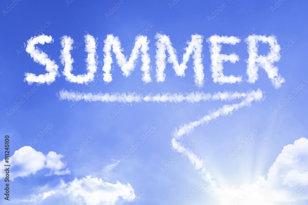 Summer cloud word with a blue sky Summer cloud word with a blue sky