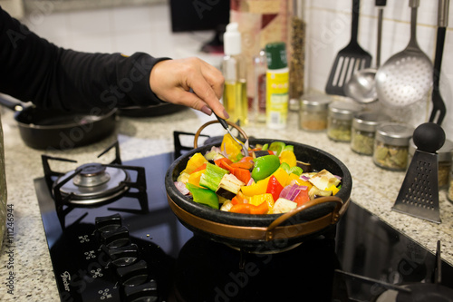 Cooking mixed pepper salad