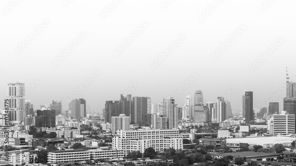 Monochrome cityscape of bangkok city in Thailand