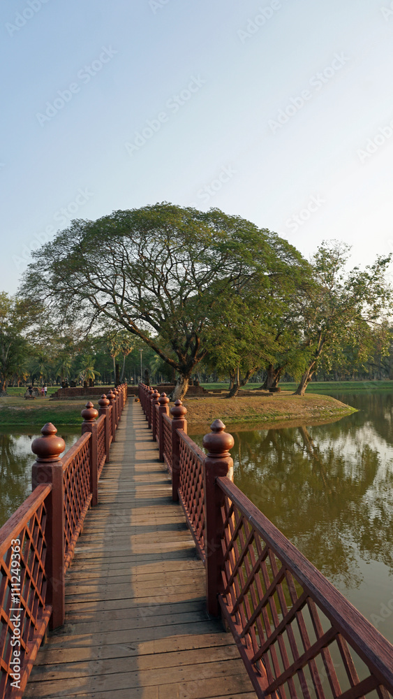 pond in sukhothai historical park