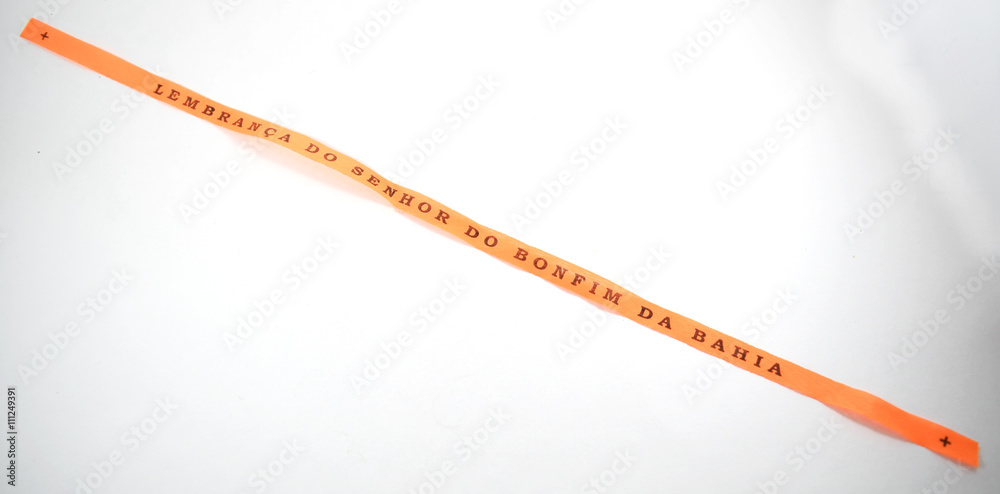 Brazilian ribbon (Lembrança do Senhor do Bonfim da Bahia) from Salvador, Bahia used to tie around wrist three times and make 3 wishes. Translation: Reminder of our Sir of Bonfim of Bahia Brazilian ribbon (Lembrança do Senhor do Bonfim da Bahia) from Salvador, Bahia used to tie around wrist three times and make 3 wishes. Translation: Reminder of our Sir of Bonfim of Bahia