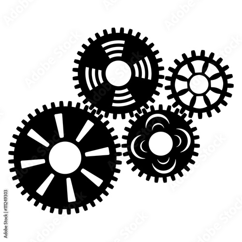 Gear wheels. Vector. Black color.