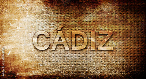 Cadiz, 3D rendering, text on a metal background